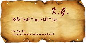 Kökény Géza névjegykártya